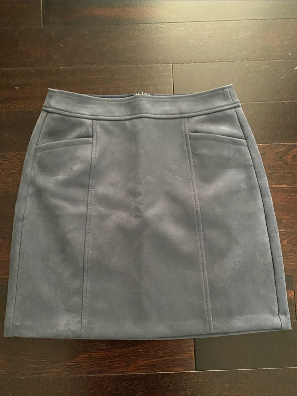 LOFT Navy Faux-Suede A-Line Mini Skirt